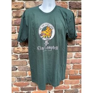 Campbell Clan Crest Tartan Scottish T-Shirt Green 2007 Size‎ XL
